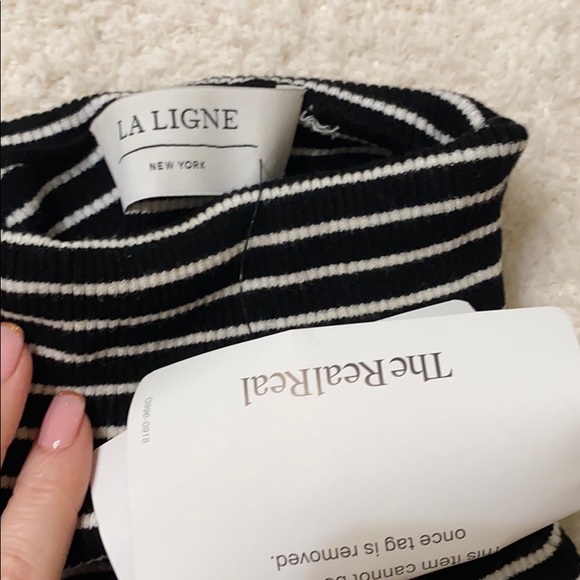 La Ligne Strip Turtleneck Ribbed Tee - Picture 2 of 3